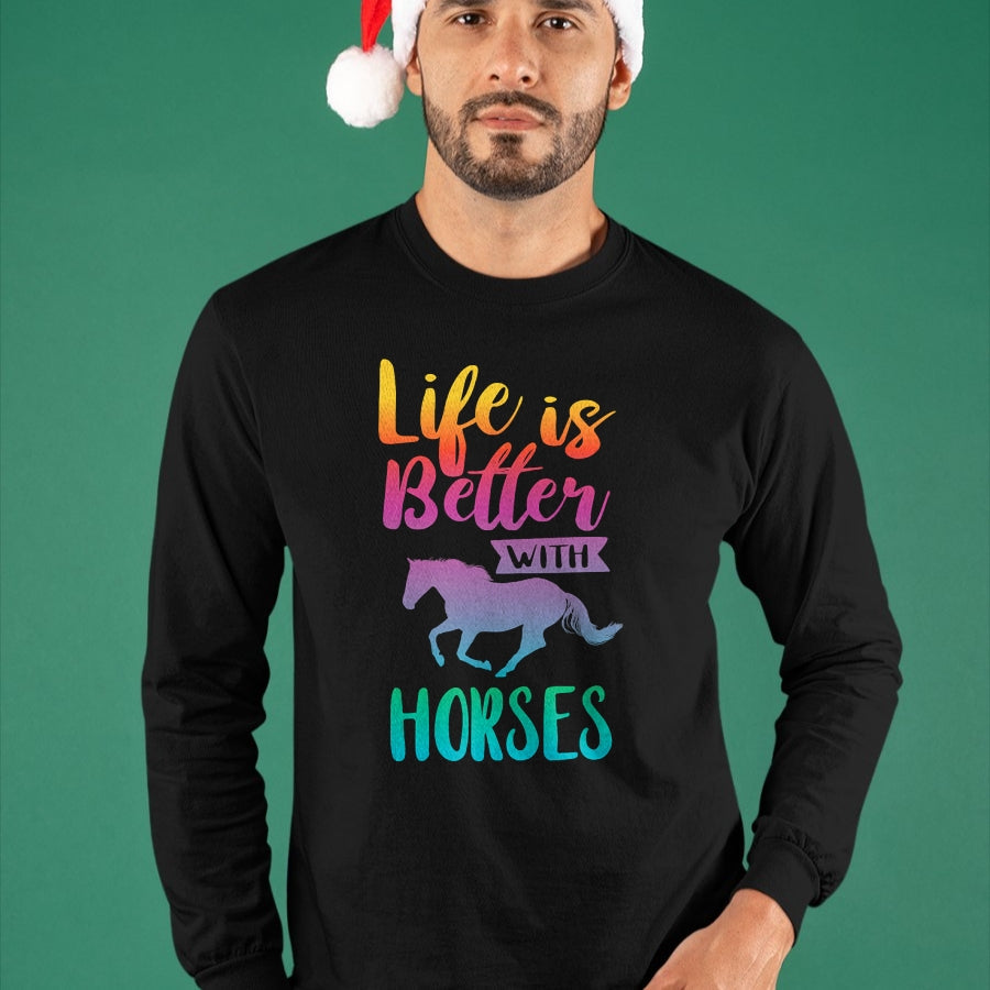 Best Horse Lover Shirt , Funny Horse UnisexT-Shirt/Hoodie/Sweatshirt HLT00 - Cute Life is Better with Horses Horseback Riding T-Shirt