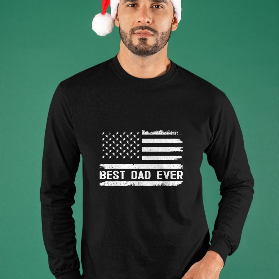 Gift for Dad Shirt, Funny Dad Unisex T-Shirt/Hoodie/Sweatshirt HLT00 – Best Dad Ever With US American Flag Gifts Fathers Day Dad T-Shirt