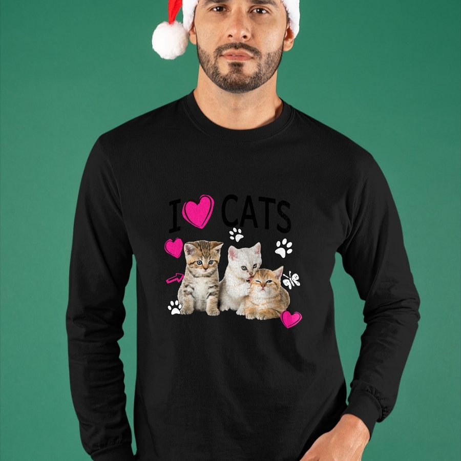 Cat Love Shirt, Funny Cat Lover Gift UnisexT-Shirt/Hoodie/Sweatshirt HLT00 - Cat Lover Tee Cute I Love Cats Kittens Hearts Paws Gift Idea T-Shirt (1)