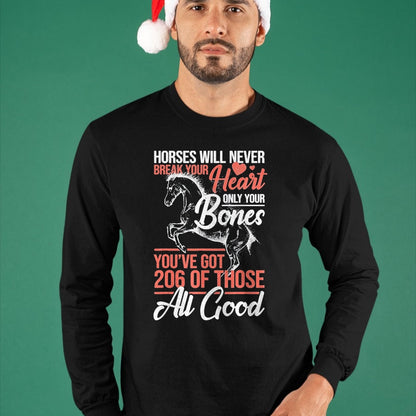Best Horse Lover Shirt , Funny Horse UnisexT-Shirt/Hoodie/Sweatshirt HLT00 - Horse Rider - Horses Will Never Break Your Heart - Horse T-Shirt, Men, Black, 3X-Large