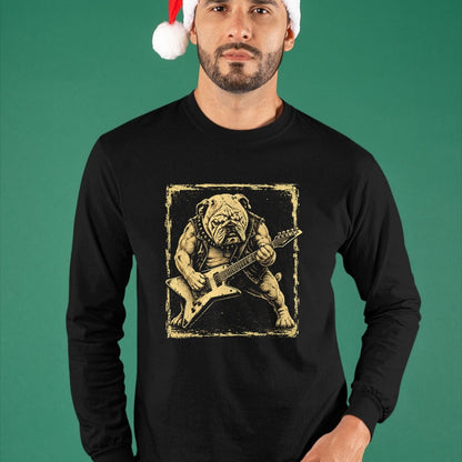 Guitar Lover Shirt, Funny Guitar UnisexT-Shirt/Hoodie/Sweatshirt HLT00 - Funny Bulldog Dog Playing Guitar Rock Punk Vintage T-Shirt