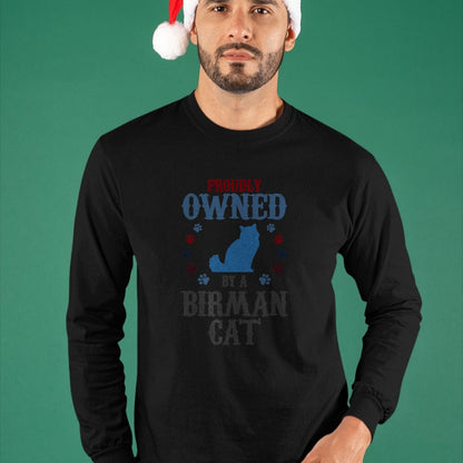 Gift for Dad Shirt, Funny Dad Unisex T-Shirt/Hoodie/Sweatshirt HLT00 – Proudly Owned By A Cat - Father Mother Birman Cat T-Shirt