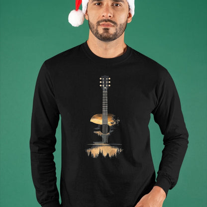 Guitar Lover Shirt, Funny Guitar UnisexT-Shirt/Hoodie/Sweatshirt HLT00 - Sunset Acoustic Guitar Scenic Nature Art T-Shirt, Men, Black, 3X-Large (1)