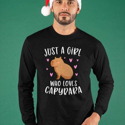 Cute Capybara Shirt, Funny Capybara Unisex T-Shirt/Hoodie/Sweatshirt HLT00 - Cute Capybara Just A Girl Who Loves Capybara T-Shirt