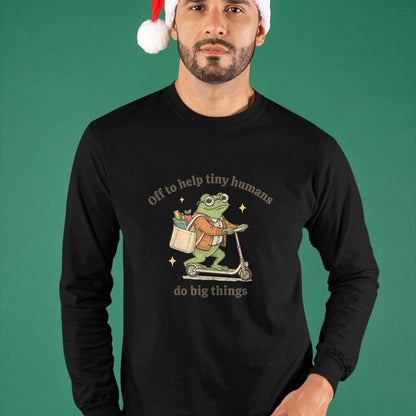 Best Teacher Shirt, Funny Teacher UnisexT-Shirt/Hoodie/Sweatshirt HLT00 - Retro Frog Elementary Teacher Help Tiny Humans Do Big Things T-Shirt
