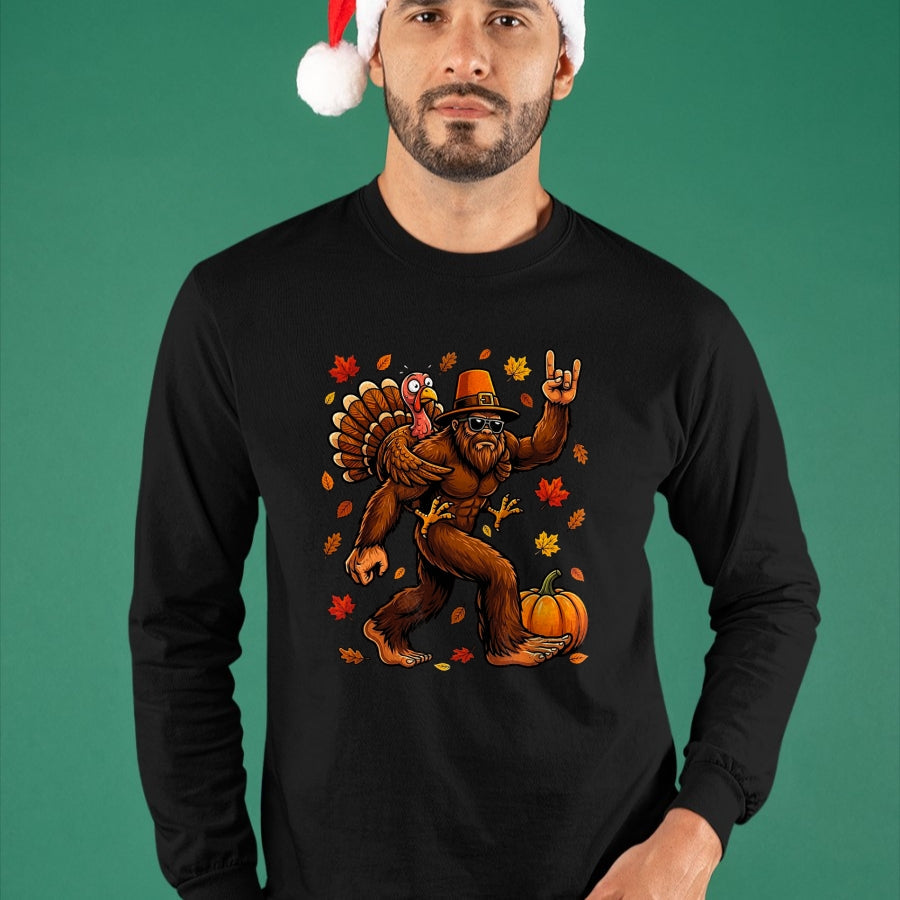 Best Thanksgiving Family Shirt , Funny Thanksgiving UnisexT-Shirt/Hoodie/Sweatshirt HLT00 - Bigfoot Funny Turkey Pumpkin Thanksgiving Day Boys Men T-Shirt