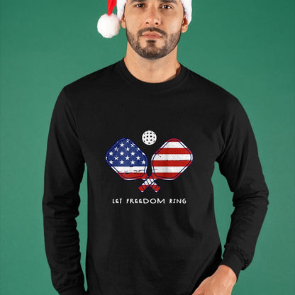 Funny Pickleball Shirt, Pickleball Lover Unisex T-Shirt/Hoodie/Sweatshirt HLT00 - Front Back Pickleball Let Freedom Ring July 4th Pickleball T-Shirt