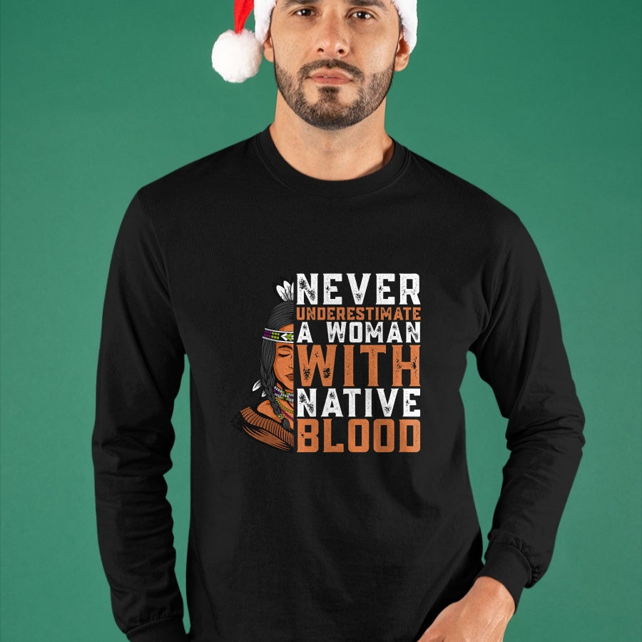 Native American T-Shirts, Vintage Native American Unisex T-Shirt/Hoodie/Sweatshirt HLT00 - Indian A Woman With Native Blood Native American