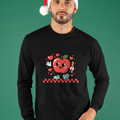 Best Teacher Shirt, Funny Teacher UnisexT-Shirt/Hoodie/Sweatshirt HLT00 - Cute Retro Checkered Apple with Face Teacher Pencil Trendy T-Shirt (2)