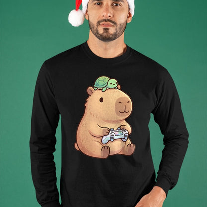 Cute Capybara Shirt, Funny Capybara Unisex T-Shirt/Hoodie/Sweatshirt HLT00 - Cute Capybara Anime Gamer Turtle Funny Graphic Kawaii T-Shirt
