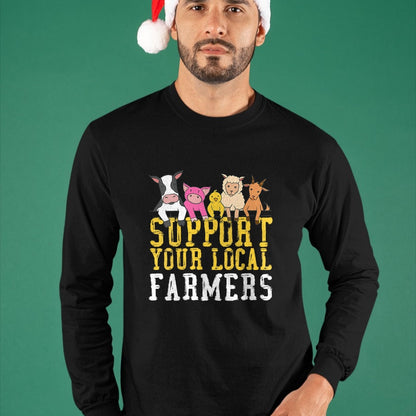 Best Farmer Life Shirt, Funny Farmer UnisexT-Shirt/Hoodie/Sweatshirt HLT00 - Women's Support Your Local Farmers Farm Animals V-Neck T-Shirt