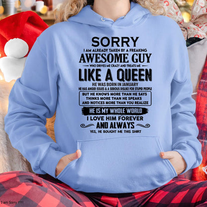 January - Sorry I am already taken by a freaking awesome guy - Gift for Wife From Husband - CCDI01 (SKU-SRG-01)