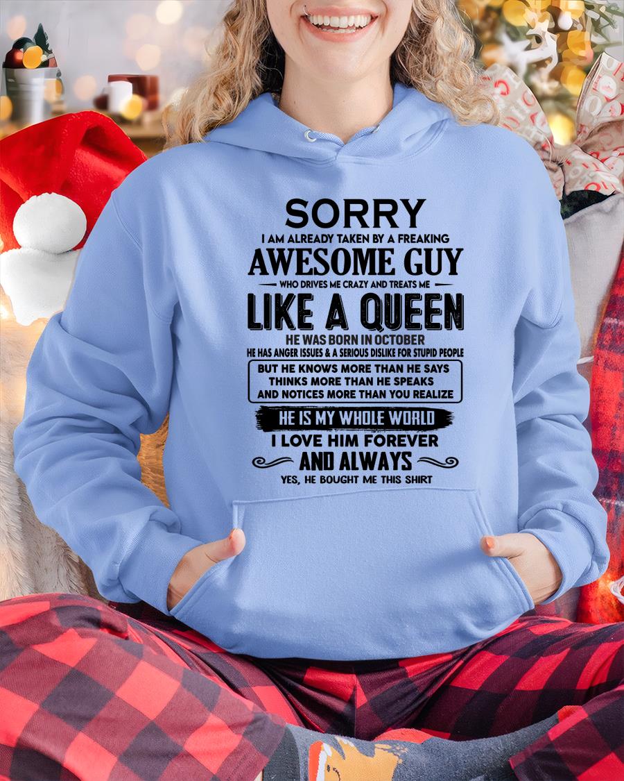 October - Sorry I am already taken by a freaking awesome guy - Gift for Wife From Husband - NGHL10 (SKU-SRG-10)