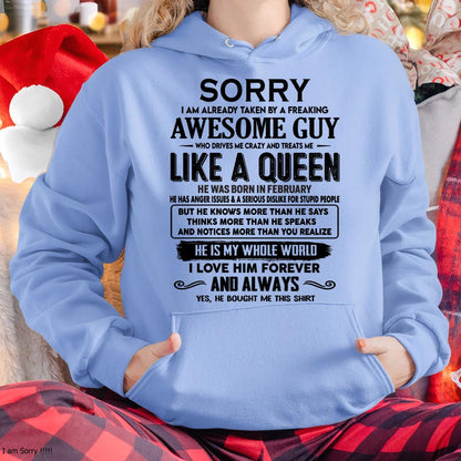 February - Sorry I am already taken by a freaking awesome guy - Gift for Wife From Husband - CCDI02 (SKU-SRG-02)