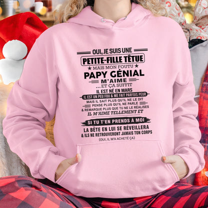 MARS - Oui, je suis une petite-fille têtue – T-shirt | Cadeau d’anniversaire de papi pour sa petite-fille - ccdi03 / fr03 (SKU2603-193-03)