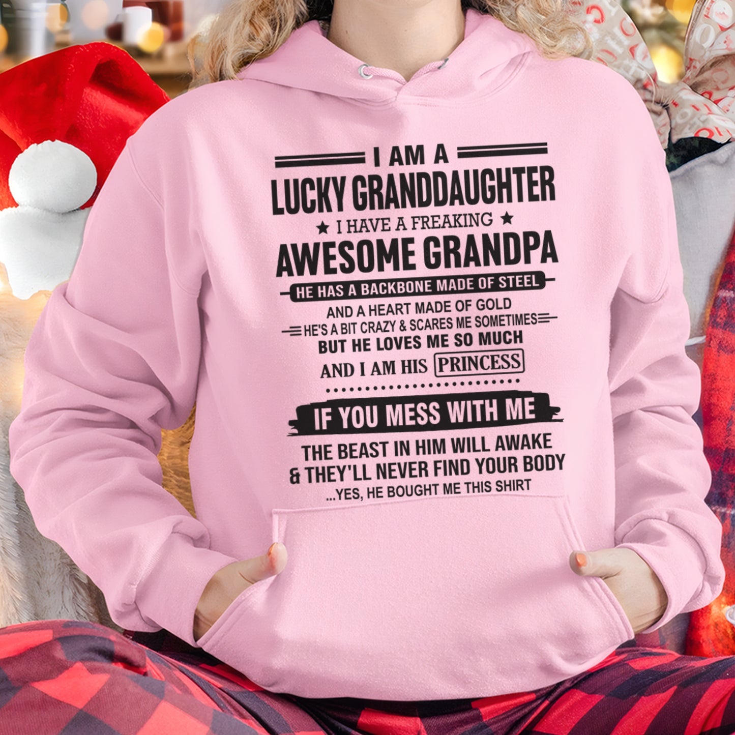 I Am A Lucky Granddaughter T-Shirt – Birthday Gift From Grandpa / Man - ccdi00 (SKU11-122-00)