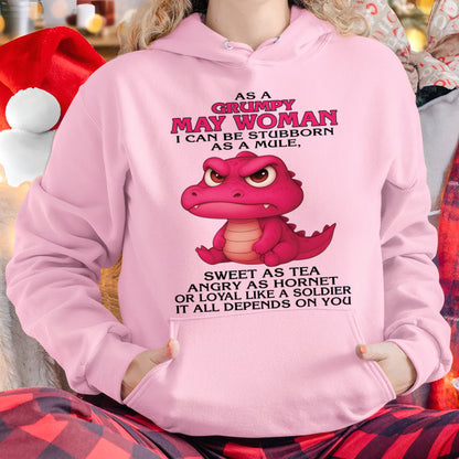 Born in May – Grumpy Woman Quote Funny Alligator Design, Stubborn Sweet Angry Loyal – FMA ccdi05 (SKU09-31-05)