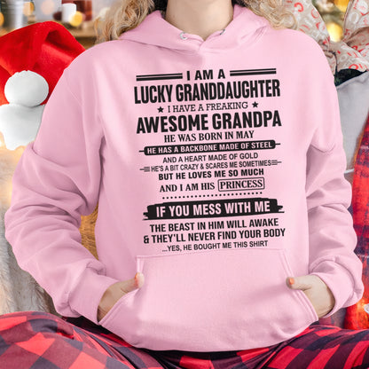 I Am A Lucky Granddaughter T-Shirt – Birthday Gift From May Grandpa / Man - ccdi05 (SKU11-122-05)