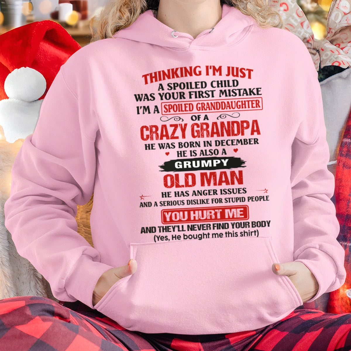 Spoiled Granddaughter of a Crazy Grandpa Shirt – Birthday Gift from December Grandpa / Man - ccdi12 (SKU12-200-12)