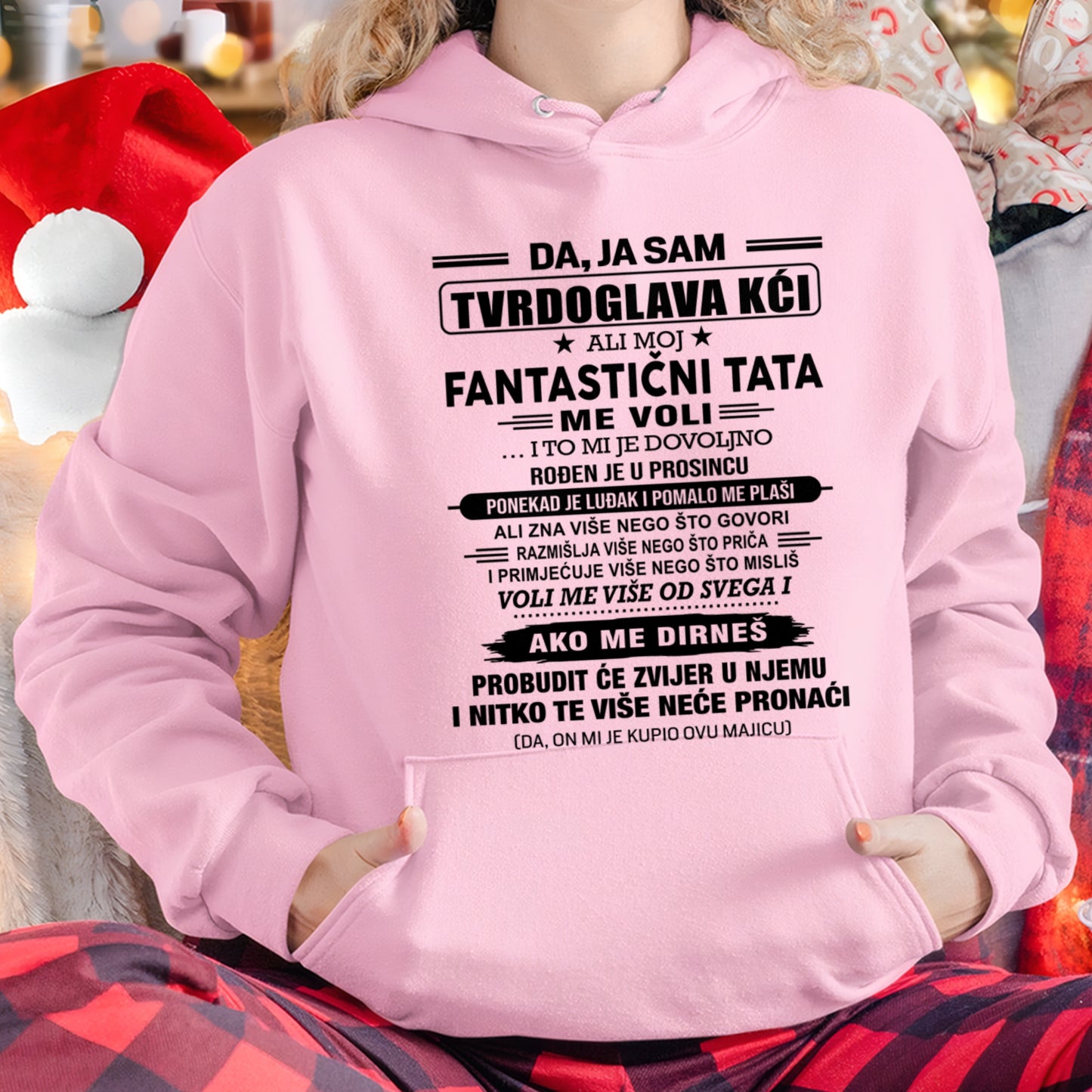 HR12 - DA, JA SAM TVRDOGLAVA KĆI T-Shirt – Rođendanski Poklon Od TATE Rođenog U Prosincu - ccdi12 (SKU2605-336-12)