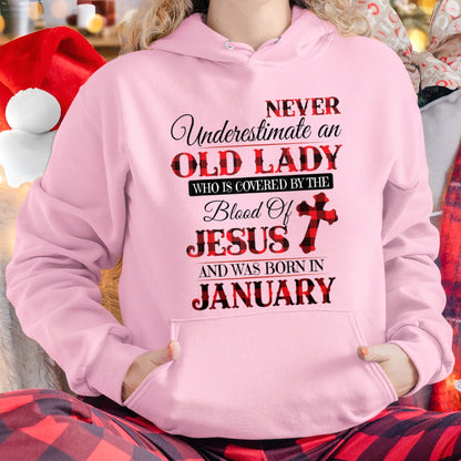 JANUARY - NEVER Underestimate an OLD LADY WHO IS COVERED BY THE Blood Of JESUS - ccdi01 FMA (SKU2605-69-01)