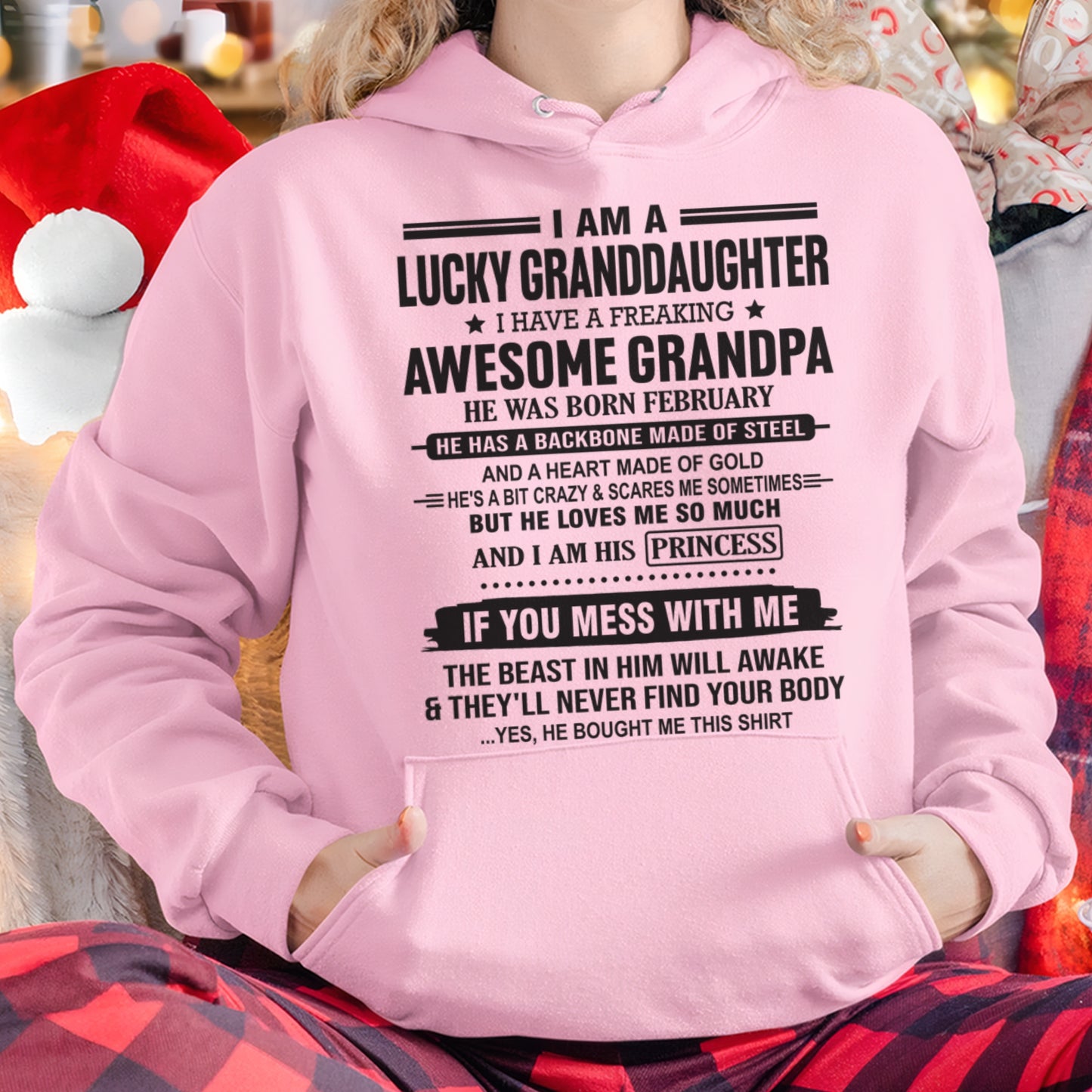 I Am A Lucky Granddaughter T-Shirt – Birthday Gift From February Grandpa / Man - ccdi02 (SKU11-122-02)
