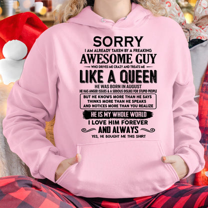 August - Sorry I am already taken by a freaking awesome guy - Gift for Wife From Husband - CCDI08 (SKU-SRG-08)