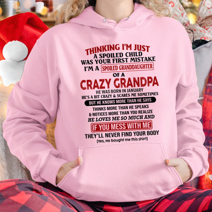 I'M A SPOILED GRANDDAUGHTER OF A CRAZY GRANDPA BORN IN JANUARY - FROM GRANDPA ccdi01 (SKU-GPD1-NTT01)