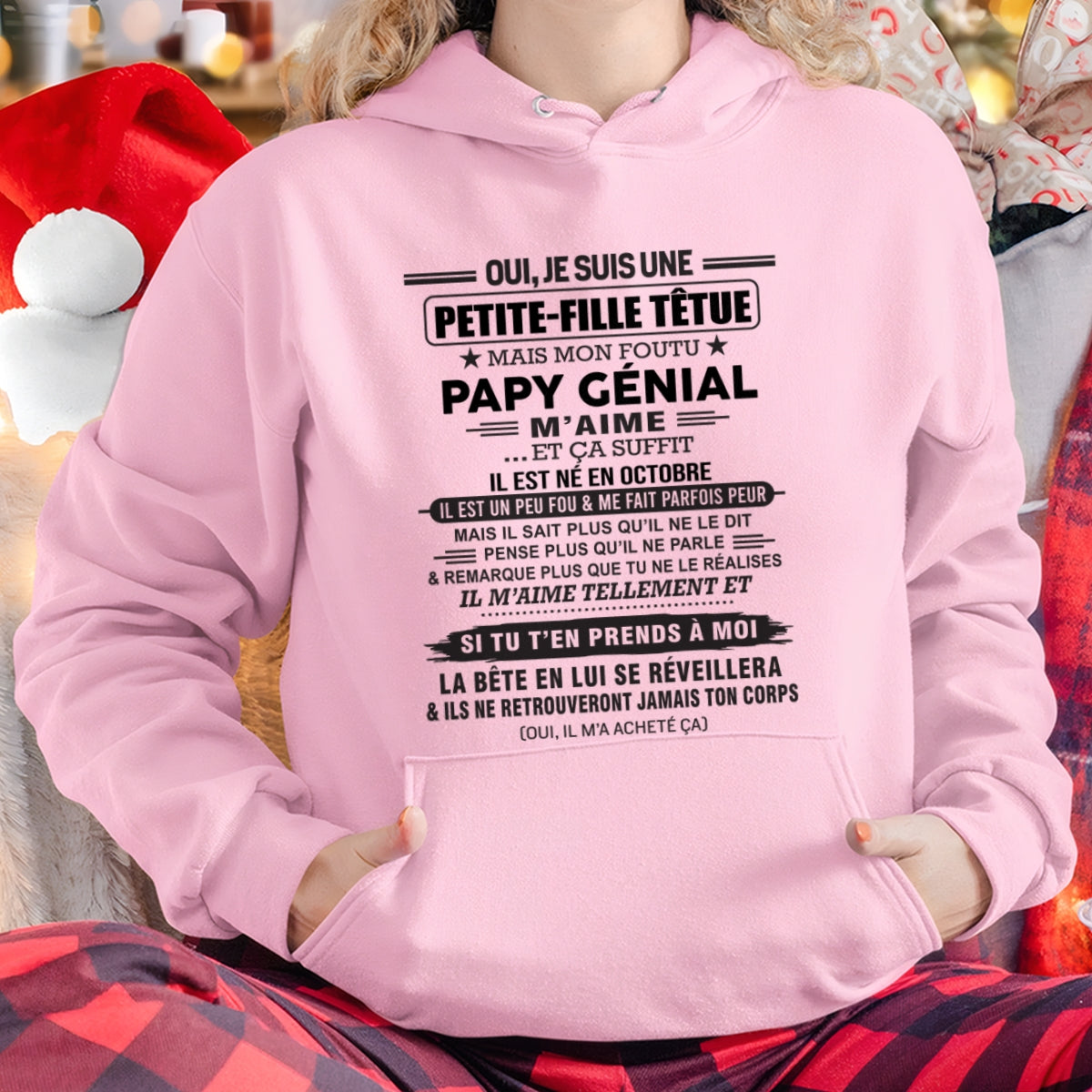 OCTOBRE - Oui, je suis une petite-fille têtue – T-shirt | Cadeau d’anniversaire de papi pour sa petite-fille - ccdi10 / fr10 (SKU2603-193-10)