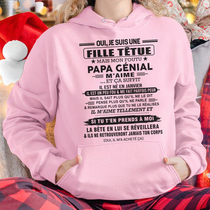 JANVIER - Oui, je suis une fille têtue – T-shirt | Cadeau d’anniversaire de papa pour sa fille - ccdi01 / fr01 (SKU12-214-01)