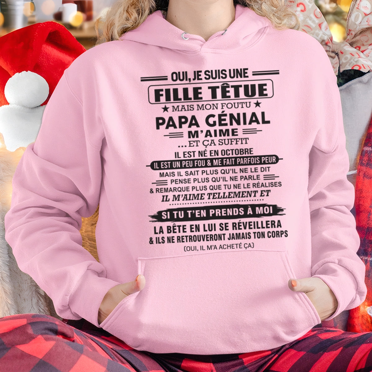 OCTOBRE - Oui, je suis une fille têtue – T-shirt | Cadeau d’anniversaire de papa pour sa fille - ccdi10 / fr10 (SKU12-214-10)