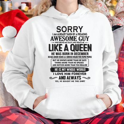 December - Sorry I am already taken by a freaking awesome guy - Gift for Wife From Husband - CCDI12 (SKU08-25-12)