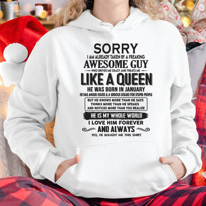 January - Sorry I am already taken by a freaking awesome guy - Gift for Wife From Husband - CCDI01 (SKU08-25-01)