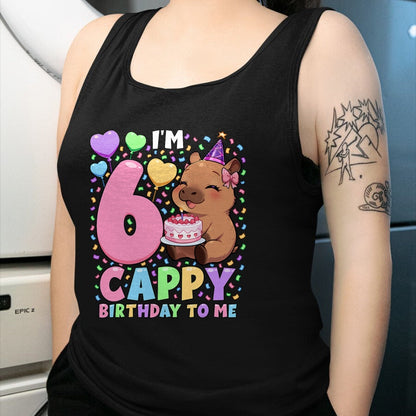 Cute Capybara Shirt, Funny Capybara UnisexT-Shirt/Hoodie/Sweatshirt HLT00 - Capybara Birthday Shirt 6 Kawaii Girl Capybara 6th Birthday T-Shirt