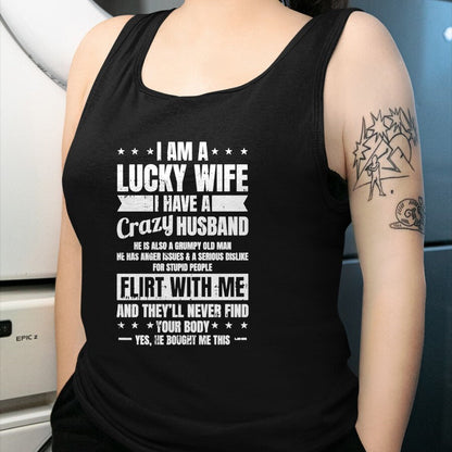 Best Wife Shirt, Wife and Husband Unisex T-Shirt/Hoodie/Sweatshirt HLT00 - Gift for wife T shirt, lucky wife   I Am A Lucky Wife Fathers Day Funny Sarcastic Women Pullover Hoo (1)