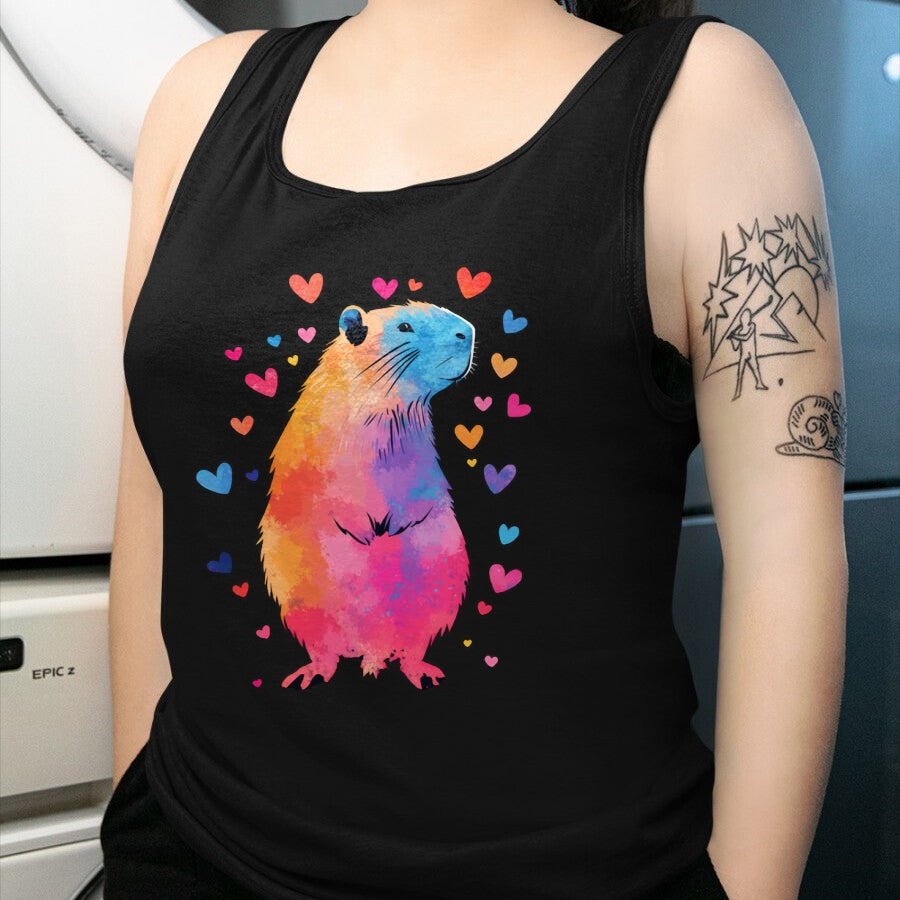 Cute Capybara Shirt, Funny Capybara Unisex T-Shirt/Hoodie/Sweatshirt HLT00 - Colorful Capybara Hearts Long Sleeve T-Shirt