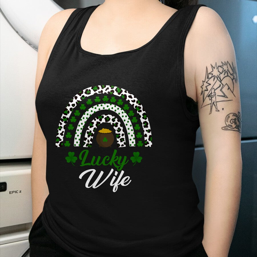 Best Wife Shirt, Wife and Husband Unisex T-Shirt/Hoodie/Sweatshirt HLT00 - Gift for wife T shirt, lucky wife   Lucky Wife Rainbow St Patricks Day Lucky Wife Long Sleeve T-Shir (1)