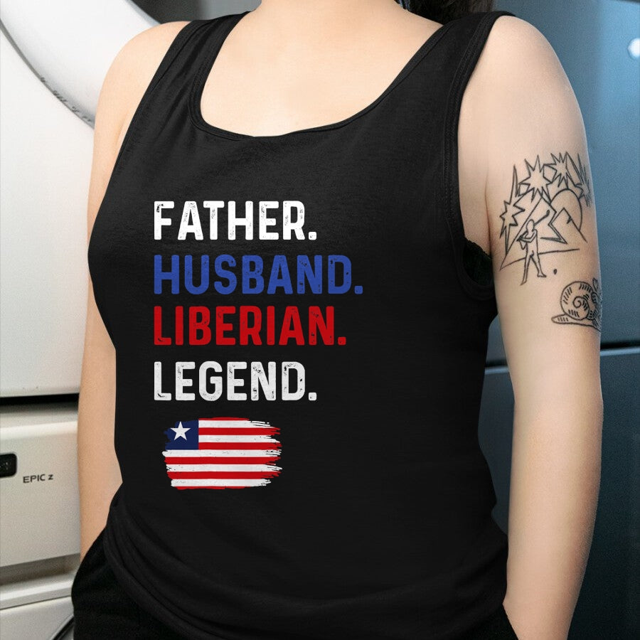 Gift for Dad Shirt, Funny Dad Unisex T-Shirt/Hoodie/Sweatshirt HLT00 – Father Husband Liberian Legend Proud Dad Liberia Flag T-Shirt