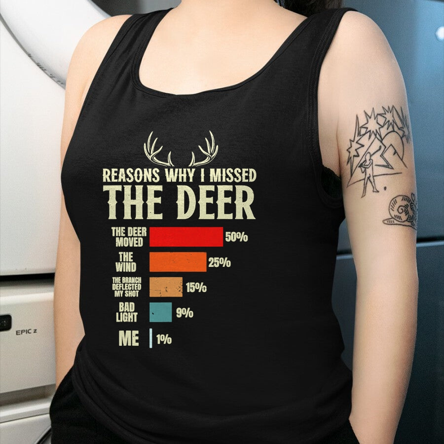 Funny Hunting Shirt, Gift For Hunting Lover Unisex T-Shirt/Hoodie/Sweatshirt HLT00 - Funny Hunter Reasons why i Missed the Deer Hunting T-Shirt