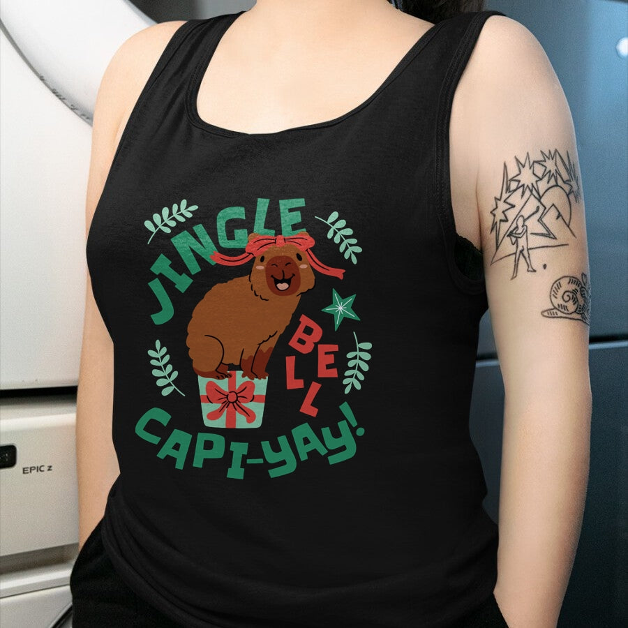 Cute Capybara Shirt, Funny Capybara Unisex T-Shirt/Hoodie/Sweatshirt HLT00 - Festive Capybara Long Sleeve T-Shirt