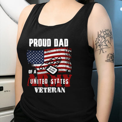 Gift for Dad Shirt, Funny Dad Unisex T-Shirt/Hoodie/Sweatshirt HLT00 – Proud Dad Of A Army Veteran American Flag Father Military T-Shirt