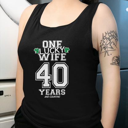 Best Wife Shirt, Wife and Husband Unisex T-Shirt/Hoodie/Sweatshirt HLT00 - Gift for wife T shirt, lucky wife   40 Years Lucky Wife Funny St Patrick's Day Anniversary Her T-Shi