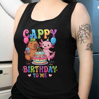 Cute Capybara Shirt, Funny Capybara Unisex T-Shirt/Hoodie/Sweatshirt HLT00 - Cute Happy Birthday to Me Capybara Axolotl Turtle Party T-Shirt