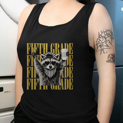 Best Teacher Shirt, Funny Teacher UnisexT-Shirt/Hoodie/Sweatshirt HLT00 - Funny Fifth Grade Teacher Feral Raccoon Back to School T-Shirt, Men, Black, 3X-Large