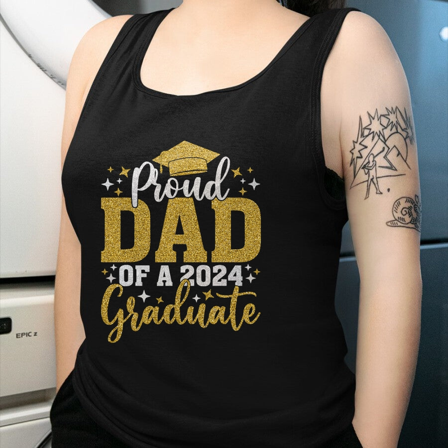 Gift for Dad Shirt, Funny Dad Unisex T-Shirt/Hoodie/Sweatshirt HLT00 – Dad Senior 2024 Proud Dad Of A Class Of 2024 Graduate T-Shirt