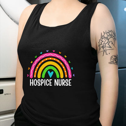 Funny Nurse Shirt, Nurse Unisex T-Shirt/Hoodie/Sweatshirt HLT00 - Hospice Care Nursing Rainbow RN Registered Hospice Nurse T-Shirt