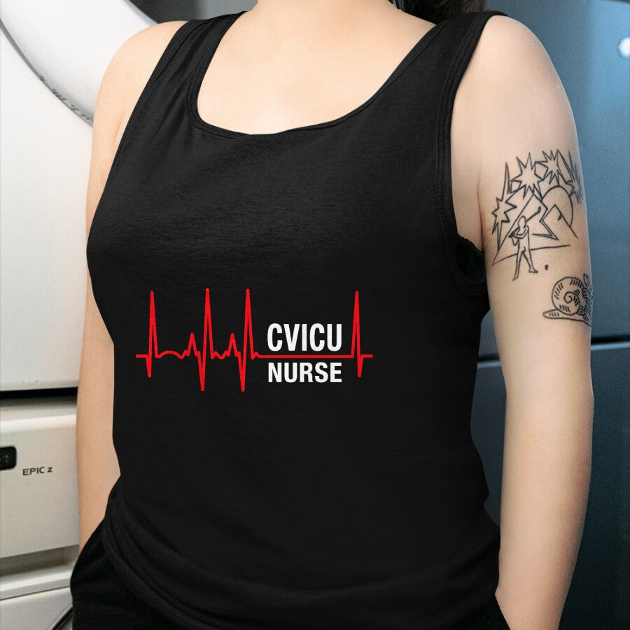 Funny Nurse Shirt, Nurse Unisex T-Shirt/Hoodie/Sweatshirt HLT00 - CVICU Nurse Cardiovascular ICU Nurse Heartbeat T-Shirt