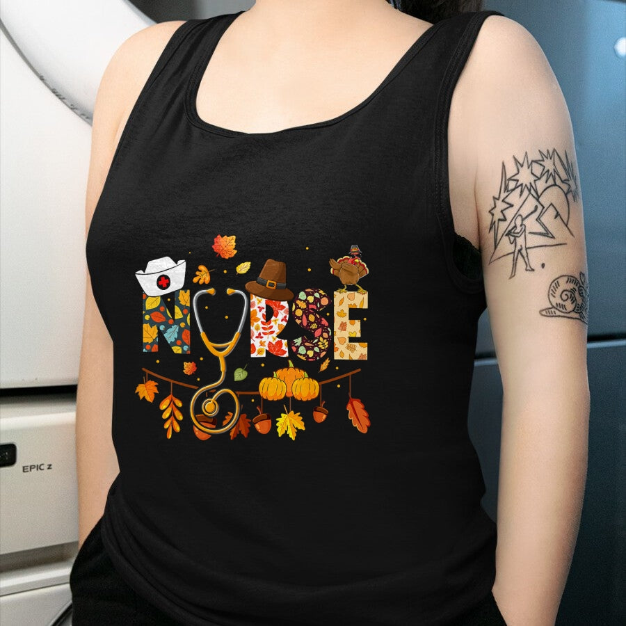 Funny Nurse Shirt, Nurse Unisex T-Shirt/Hoodie/Sweatshirt HLT00 - Nurse Thanksgiving Shirt Health Worker Nursing Fall Turkey T-Shirt