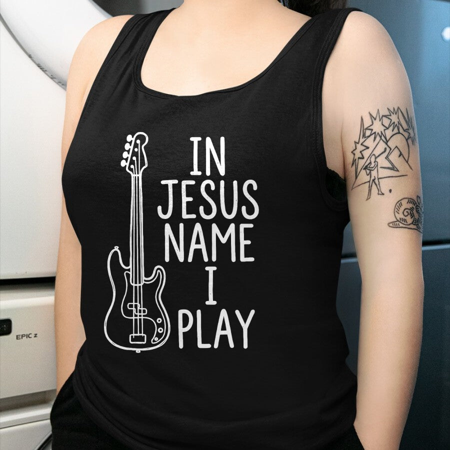 Guitar Lover Shirt, Funny Guitar UnisexT-Shirt/Hoodie/Sweatshirt HLT00 - in Jesus Name I Play Bass Guitars Player Bassist Guitarist T-Shirt