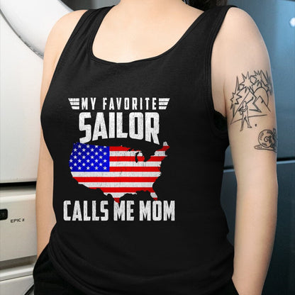Gift for Mom Shirt, Funny Mom Unisex T-Shirt/Hoodie/Sweatshirt HLT00 - My Favorite Sailor Calls Me Mom USA American Flag T-Shirt
